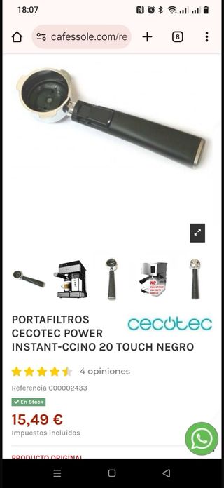 Cafetera Cecotec Cappucino Le falta un accesorio