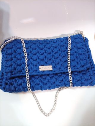 Borsa uncinetto blu fatta a mano