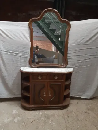Mueble recibidor y espejo madera