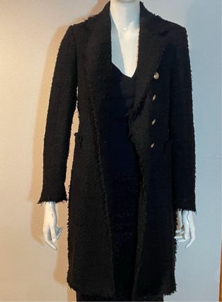 Abrigo negro tweed Zara
