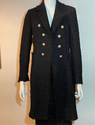 Abrigo negro tweed Zara