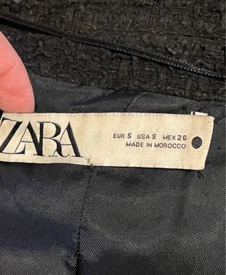 Abrigo negro tweed Zara