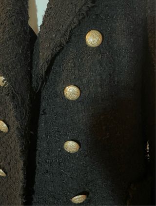 Abrigo negro tweed Zara