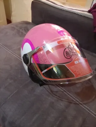 Casco Moto Rosa Corazones BHR Talla M
