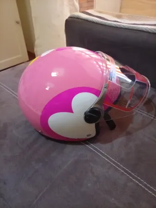 Casco Moto Rosa Corazones BHR Talla M