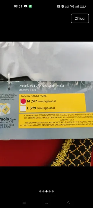 Costume Carnevale Giulietta Bambina