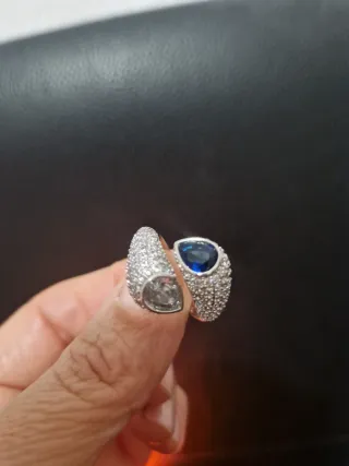 Anillo Plata Nuevo con Zafiro y Circonita