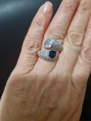 Anillo Plata Nuevo con Zafiro y Circonita
