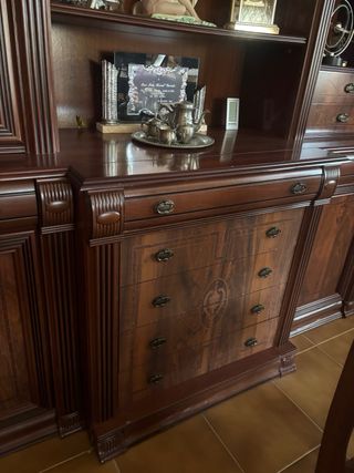 Comedor completo madera oscura,mueble mesa+sillas