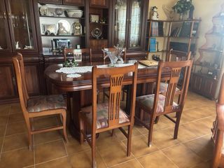 Comedor completo madera oscura,mueble mesa+sillas