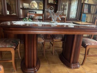 Comedor completo madera oscura,mueble mesa+sillas