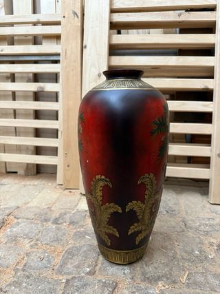 Vaso ceramica decorato oro e rosso