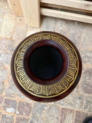 Vaso ceramica decorato oro e rosso