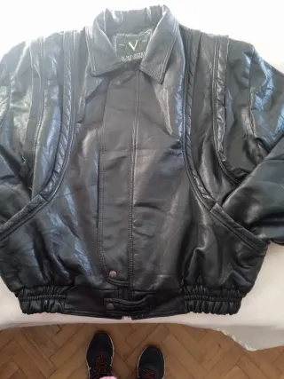 Cazadora Piel Vintage Negra