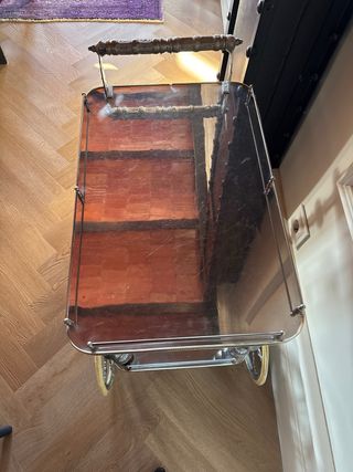 Carrito bar vintage cristal y metal