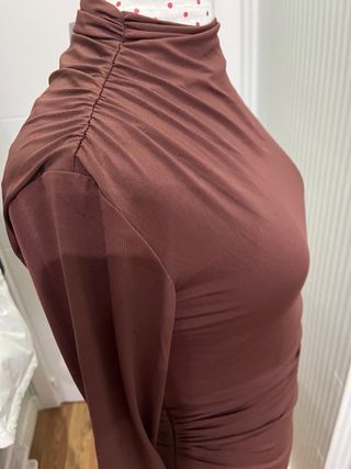 Vestido largo Zara marrón