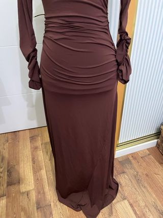 Vestido largo Zara marrón