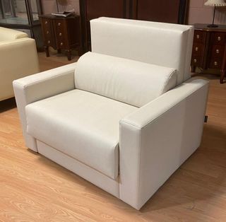 Sillón cama polipiel blanco