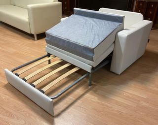 Sillón cama polipiel blanco