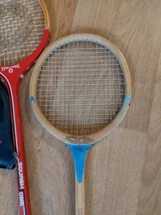 Lote Raquetas Antiguas Squash y Funda Kawasaki