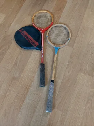 Lote Raquetas Antiguas Squash y Funda Kawasaki