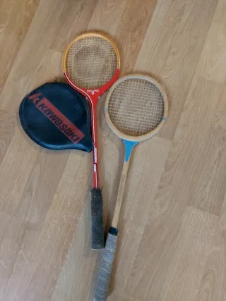 Lote Raquetas Antiguas Squash y Funda Kawasaki