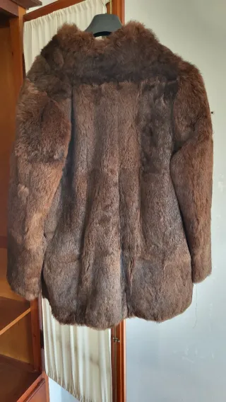 Abrigo genuino piel marrón
