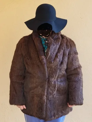 Abrigo genuino piel marrón