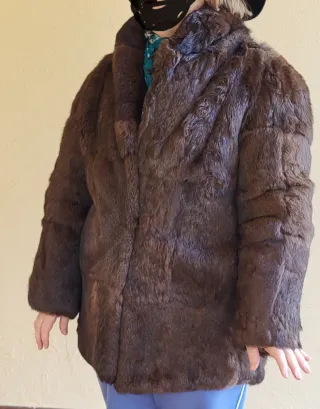 Abrigo genuino piel marrón