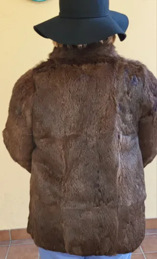 Abrigo genuino piel marrón