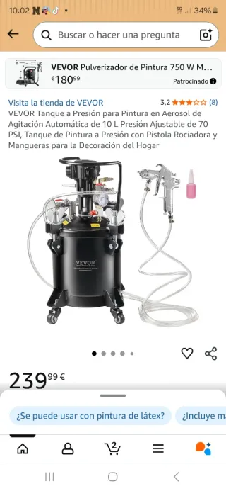 Tanque Presión Pintura Aerosol VEVOR