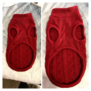 Jersey rojo-burdeos trenzado para mascota.