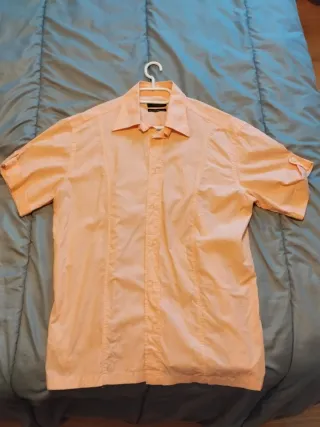 Camisa Zara Hombre Manga Corta Talla M Naranja