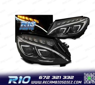FAROS MERCEDES W205 14-18 LUZ DIURNA LED DRL NEGRO