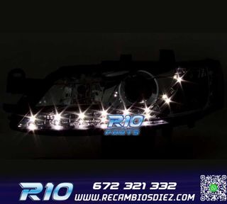 FAROS PARA OPEL VECTRA B 96-98 LUZ DIURNA LED FONDO NEGRO