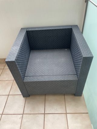 Sillón de terraza rafia gris