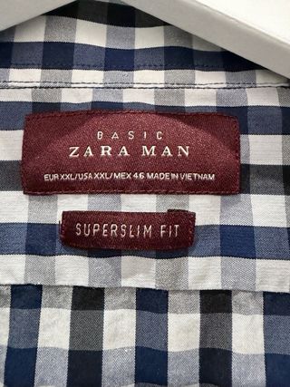 Camisa Zara cuadros hombre azul y negro