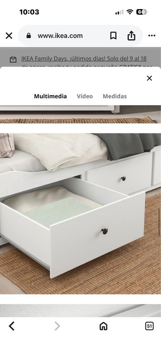 Diván cama con 2 colchones y 3 cajones