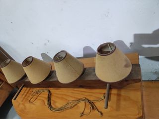 Lámpara rústica salón 4 luces yute madera