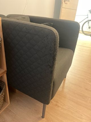 Sillón de tela verde para tapizar o forrar