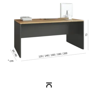 Mesa de oficina gris grafito.