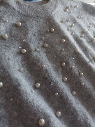 Maglione H&M perle e strass grigio