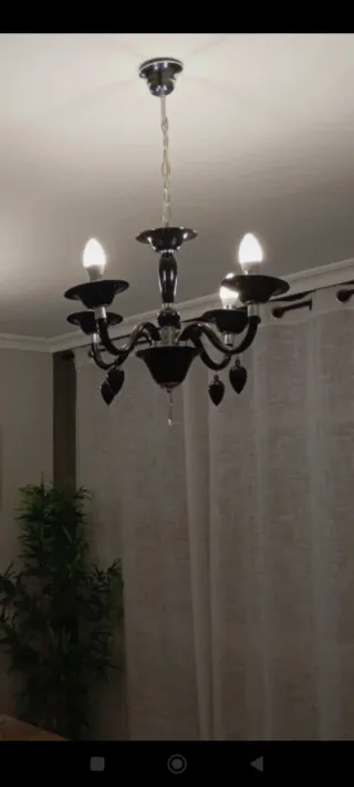 Juego 2 lámparas cristal y plástico negro