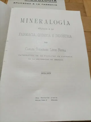 1934 Mineralogía y zoología aplicadas a la farmaci