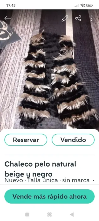 Chaleco pelo natural beige y negro