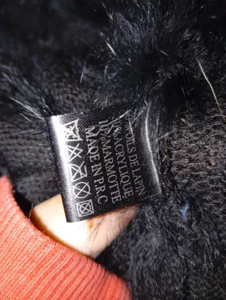 Chaleco pelo natural beige y negro