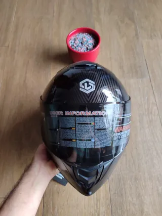 Casco integral S negro pintura carbono