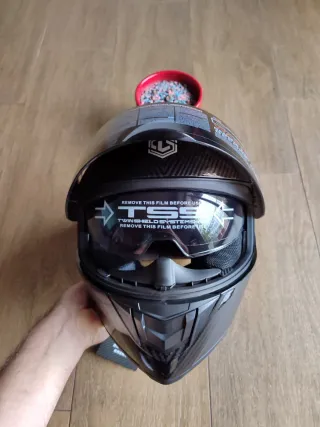 Casco integral S negro pintura carbono