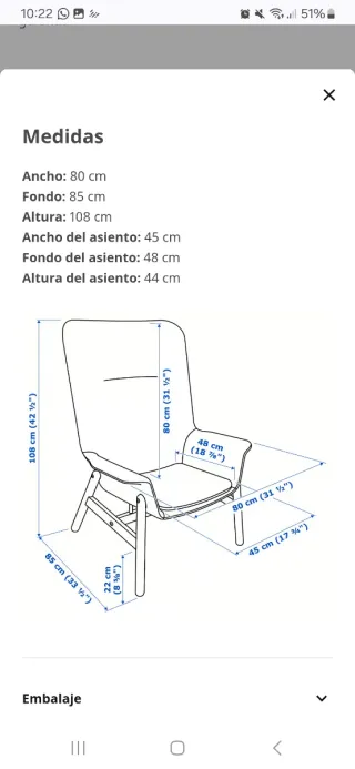 Sillón VEDBO Ikea Gris Oscuro