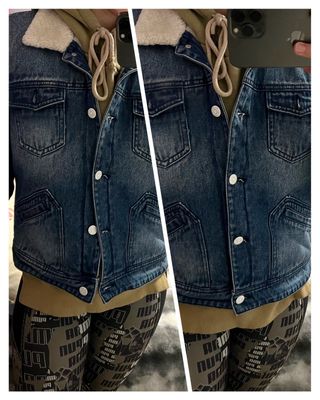 Chaqueta tejana azul-borreguero.